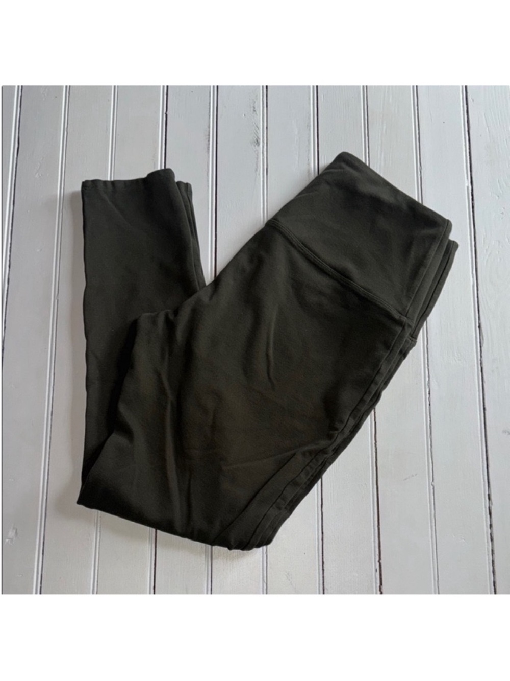 High Waisted Leggings Olive Green Size L